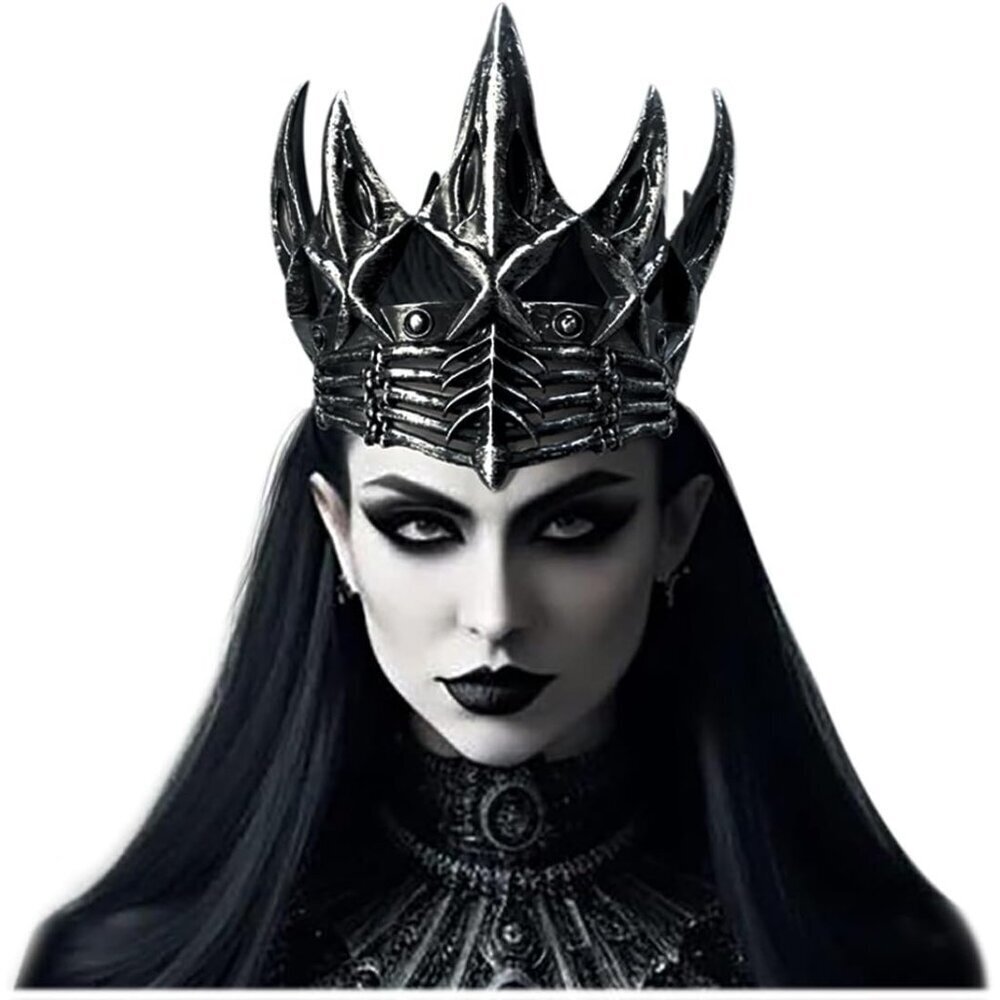 Adult Goth Headpiece Silver Crown Halloween Cosplay Costume Accessory